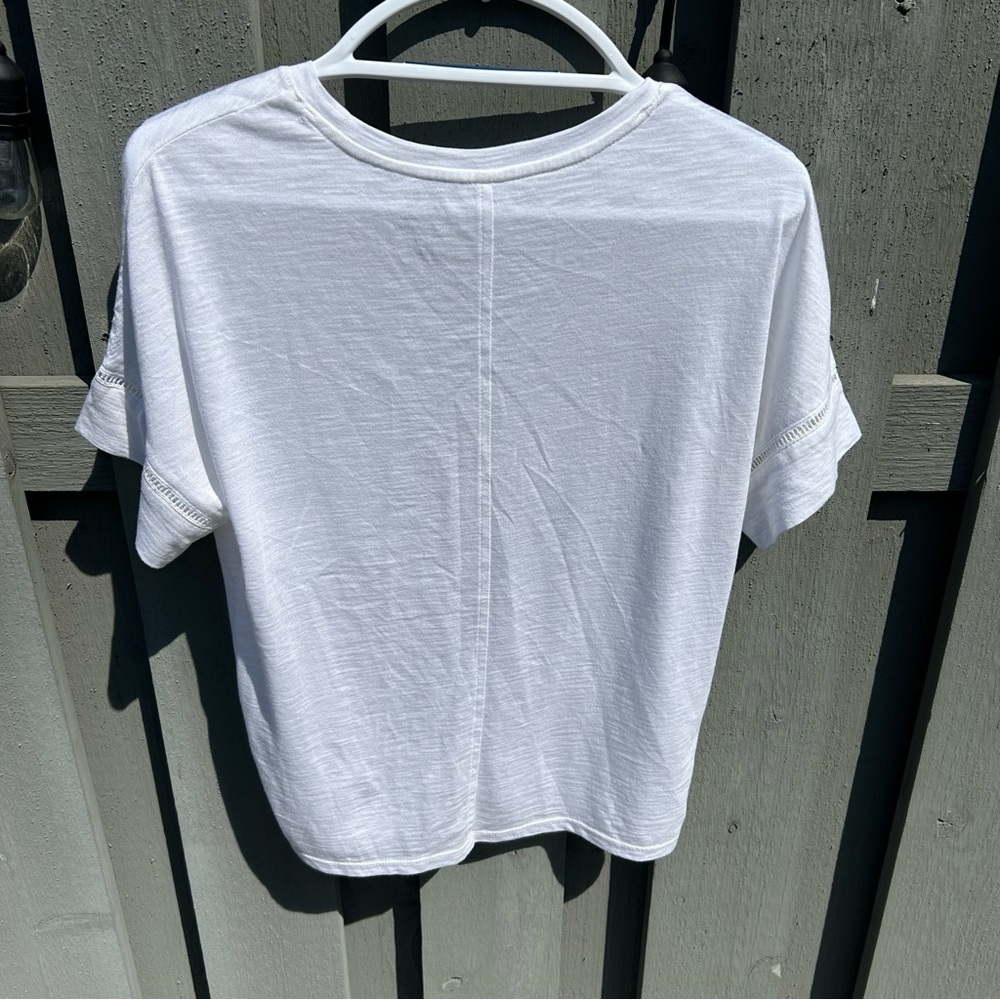 Malibu Tee by Banana Republic White Tee with Eyelet Design on Short Sleeves - Picture 2 of 7